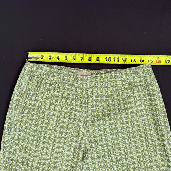 J.Jill Retro Inspired Womens Akle Cropped Pants 4 Green Geometric Stretch - Picture 6 of 9